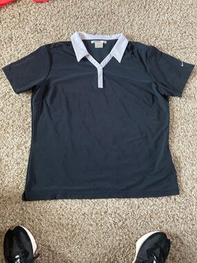 Nike Navy blue golf Polo with White Contrast Collar size XXL